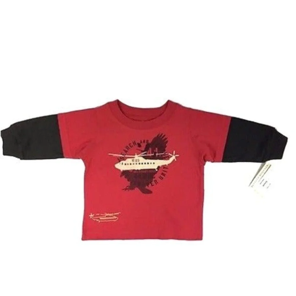 Wes & Willy‎ Baby Long Sleeve T-Shirt Search and Rescue Helicopter Red 6M New